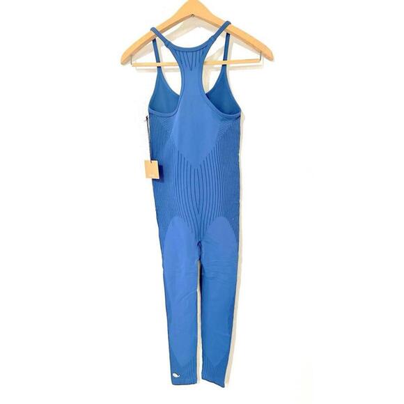 Astroremiges Women's Jumpsuit One Piece Full Length Straps Blue Ribbed Size S - Picture 3 of 15